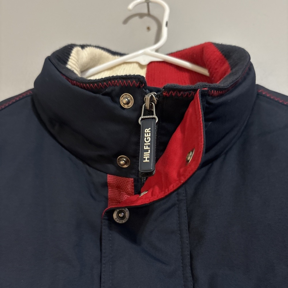Vintage Tommy Hilfiger Med Hip Hop Puffer Jacket Blue/Red Y2K EUC - Picture 3 of 9